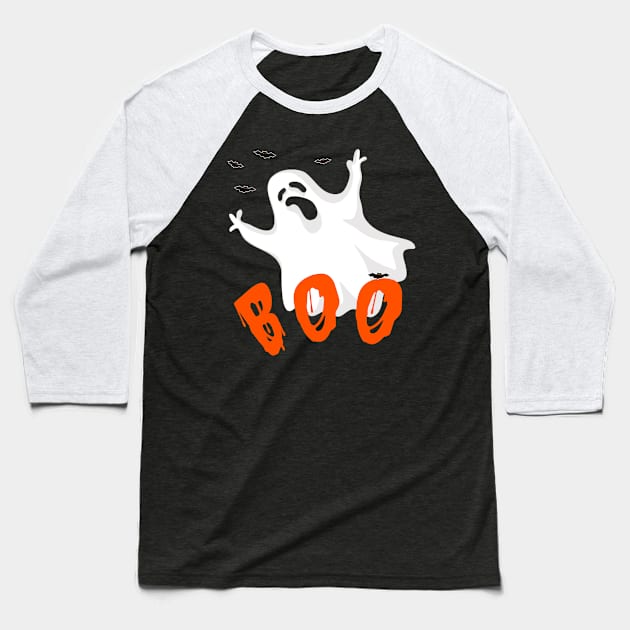 Halloween Boo Ghost Costume Scary Baseball T-Shirt by RRDESIGN